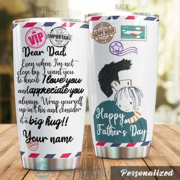 Custom Name Gift For Dad Mail Letter Dear Dad I Love You Tumbler Product Photo