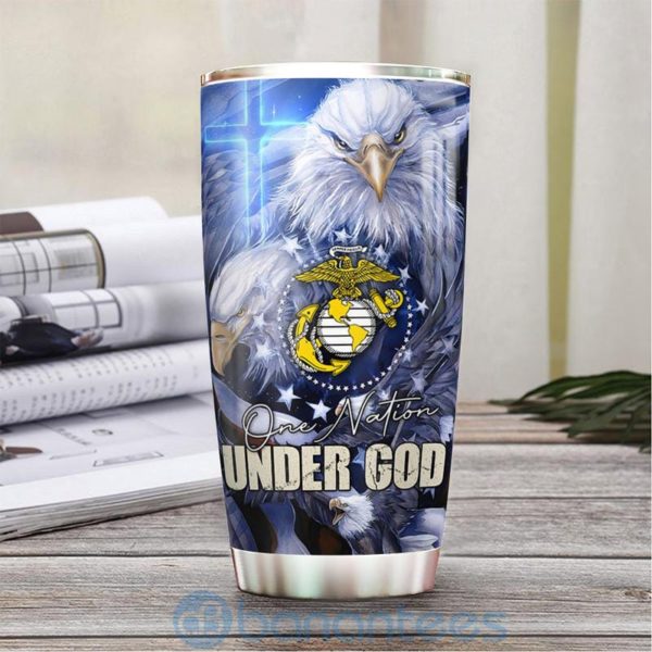 Custom Name Gift For Dad Marine Corps Under God Tumbler Product Photo
