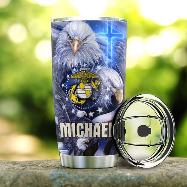 Custom Name Gift For Dad Marine Corps Under God Tumbler Product Photo