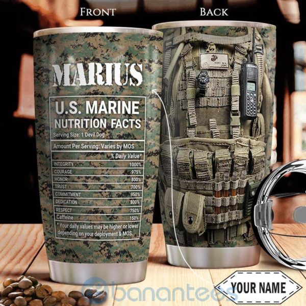 Custom Name Gift For Dad Marine Facts Tumbler Product Photo