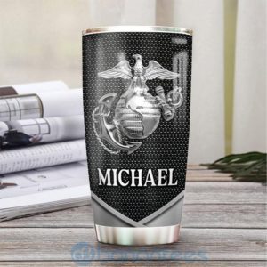 Custom Name Gift For Dad Metal Grumpy Marine Corps Veteran Tumbler Product Photo