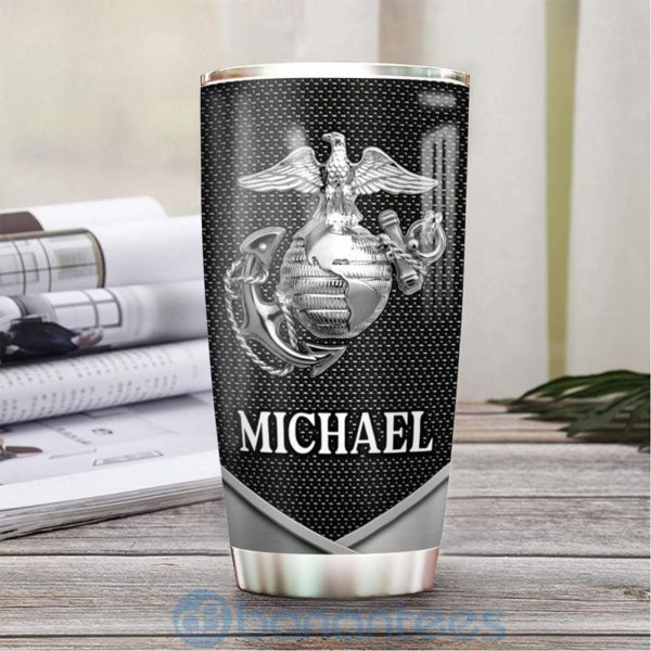 Custom Name Gift For Dad Metal Grumpy Marine Corps Veteran Tumbler Product Photo