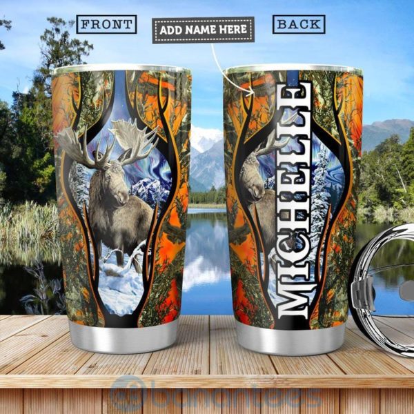 Custom Name Gift For Dad Moose Hunting Tumbler Product Photo