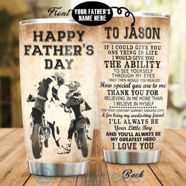 Custom Name Gift For Dad Motorcycle Dad My Greatest Hero Tumbler Product Photo