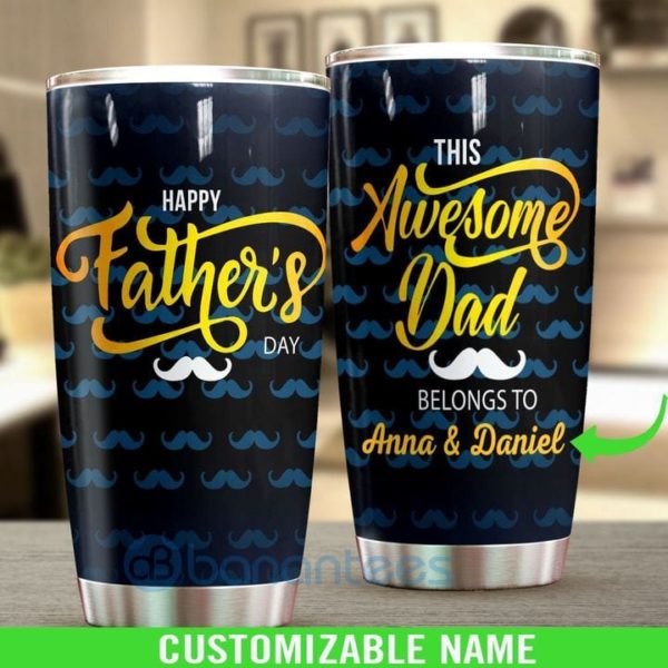 Custom Name Gift For Dad Mustache Dad Tumbler Product Photo