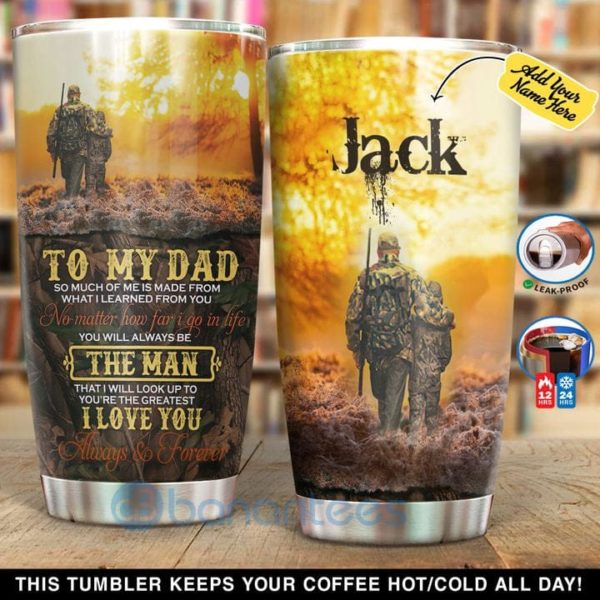 Custom Name Gift For Dad My Dad My Hunting Partner Tumbler Product Photo