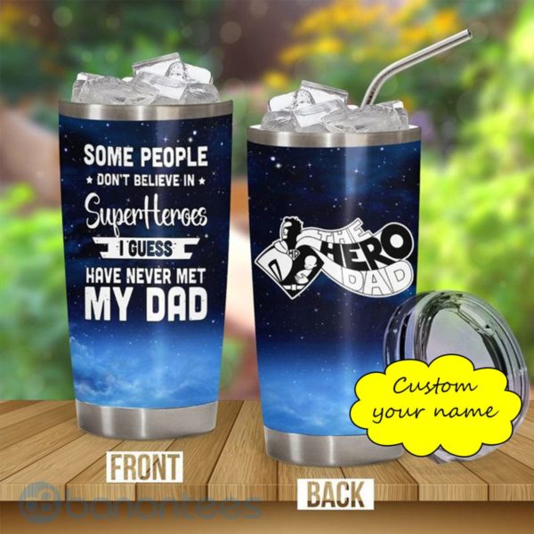 Custom Name Gift For Dad My Hero Dad Tumbler Product Photo