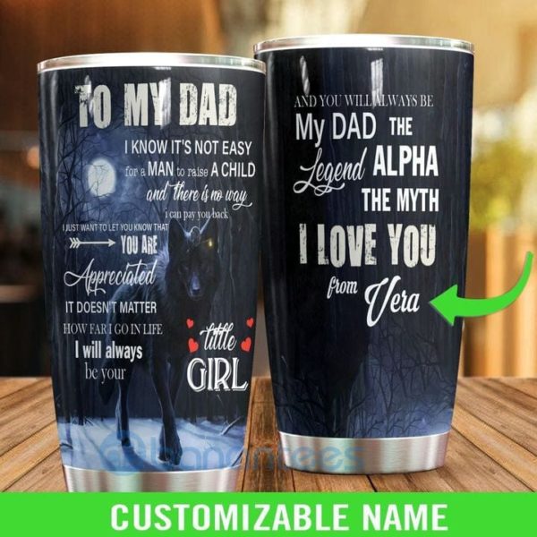 Custom Name Gift For Dad My Wolf Alpha Dad Tumbler Product Photo