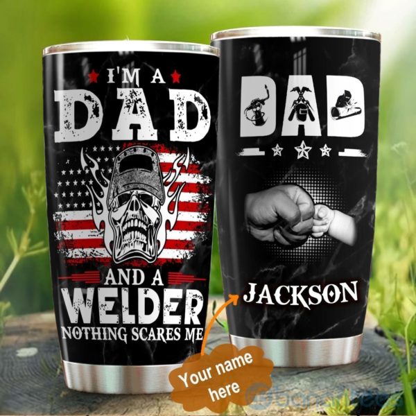 Custom Name Gift For Dad Papa And Welder Dad Tumbler Product Photo