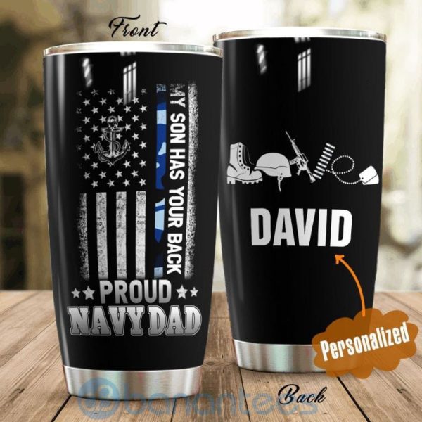 Custom Name Gift For Dad Proud Navy Dad Tumbler Product Photo