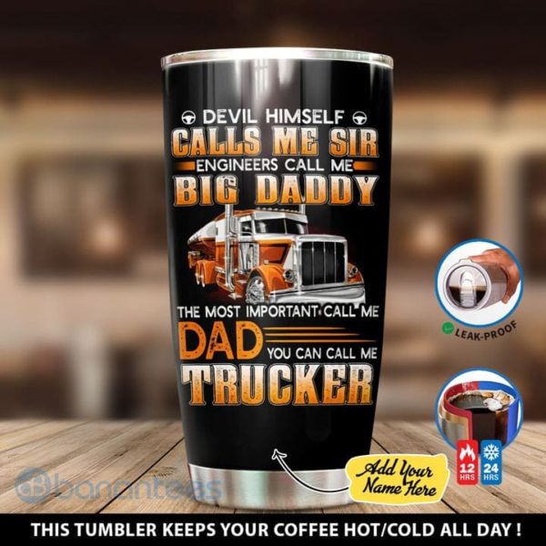 Custom Name Gift For Dad Sir Big Daddy Dad Trucker Tumbler Product Photo