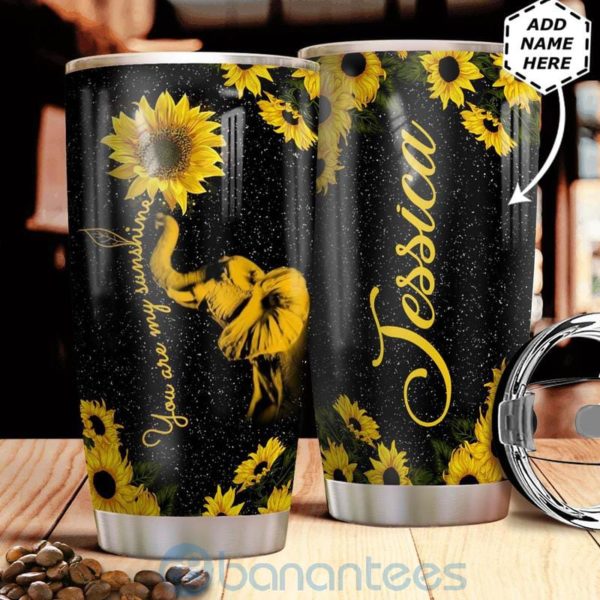 Custom Name Gift For Dad Sunflower Elephant Tumbler Product Photo