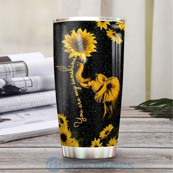 Custom Name Gift For Dad Sunflower Elephant Tumbler Product Photo
