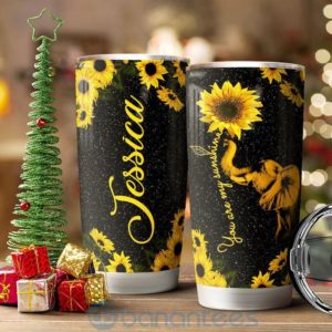 Custom Name Gift For Dad Sunflower Elephant Tumbler Product Photo