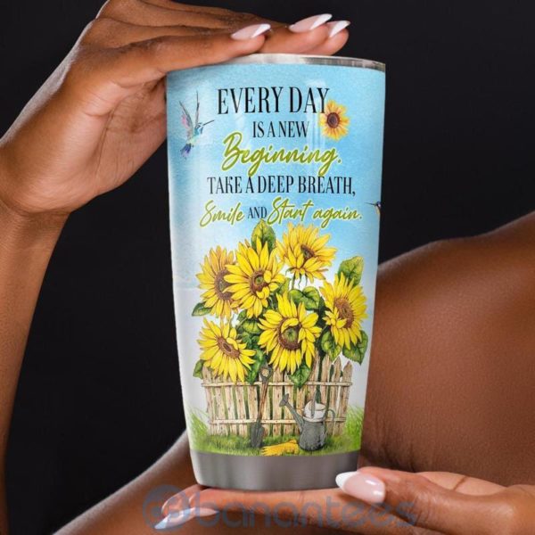 Custom Name Gift For Dad Sunflower Faith Motivation Hummingbird Tumbler Product Photo