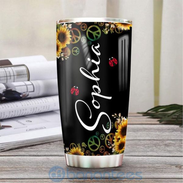 Custom Name Gift For Dad Sunflower Hippie Gnome Tumbler Product Photo