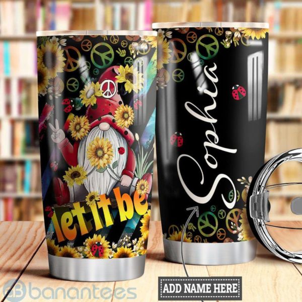 Custom Name Gift For Dad Sunflower Hippie Gnome Tumbler Product Photo