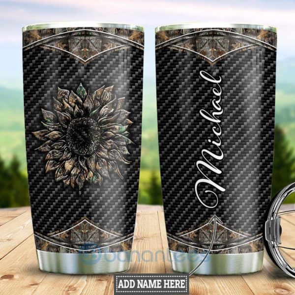 Custom Name Gift For Dad Sunflower Hunting Tumbler Product Photo