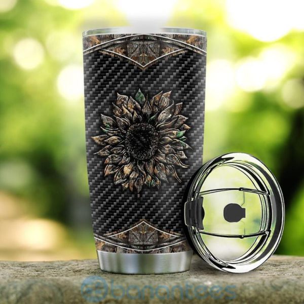 Custom Name Gift For Dad Sunflower Hunting Tumbler Product Photo
