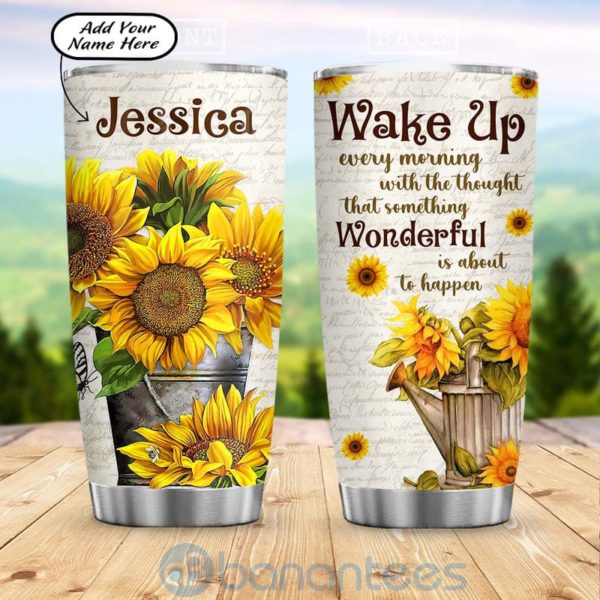 Custom Name Gift For Dad Sunflower Motivation Tumbler Product Photo