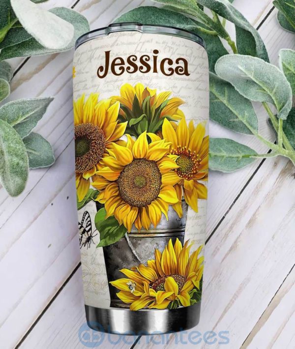 Custom Name Gift For Dad Sunflower Motivation Tumbler Product Photo