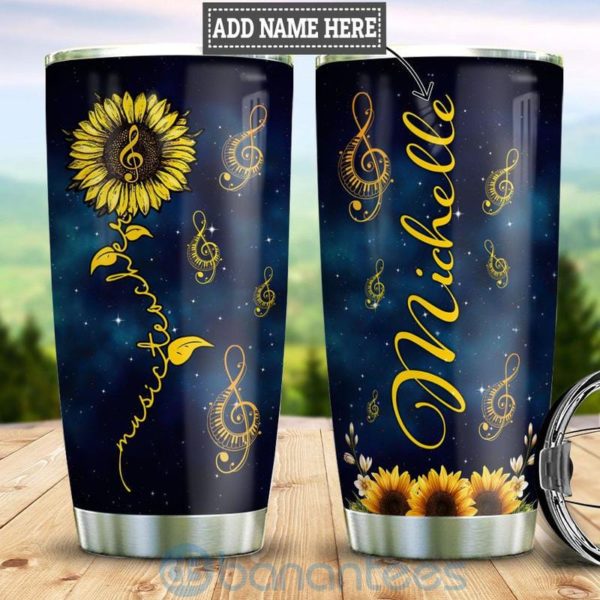 Custom Name Gift For Dad Sunflower Music Teacher Tumbler Product Photo