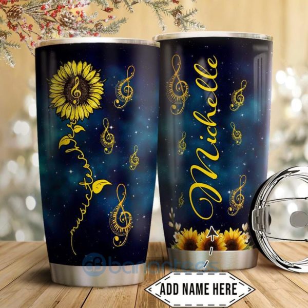 Custom Name Gift For Dad Sunflower Music Teacher Tumbler Product Photo