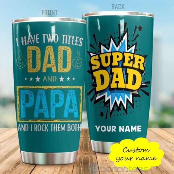 Custom Name Gift For Dad Super Dad Tumbler Product Photo