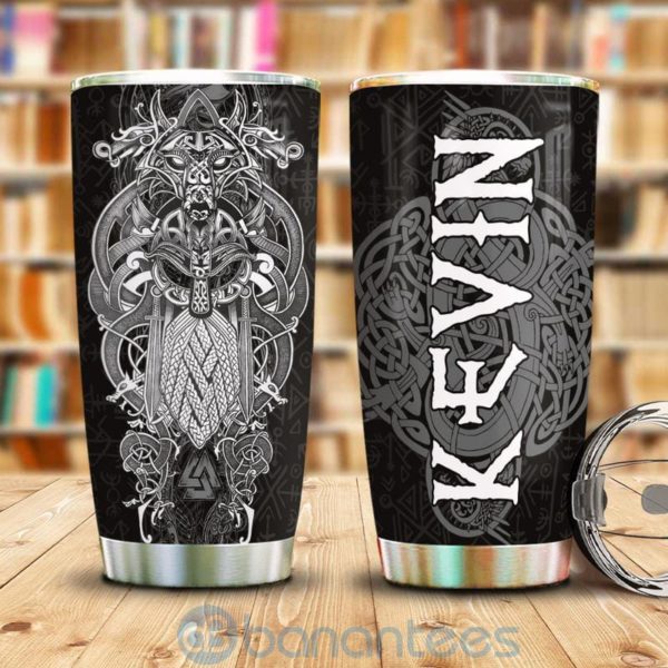 Custom Name Gift For Dad Tattoo Viking Odin Tumbler Product Photo