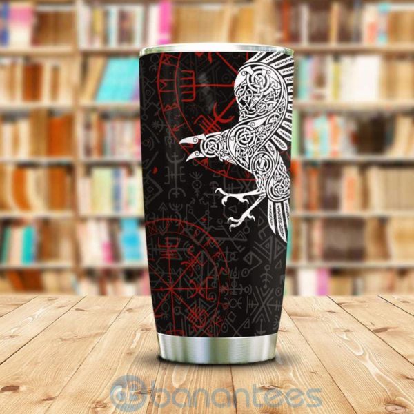 Custom Name Gift For Dad Tattoo Viking Raven Tumbler Product Photo