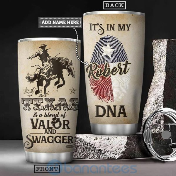 Custom Name Gift For Dad Texas Cowboy DNA Tumbler Product Photo