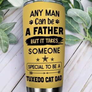 Custom Name Gift For Dad Tuxedo Cat Dad Tumbler Product Photo