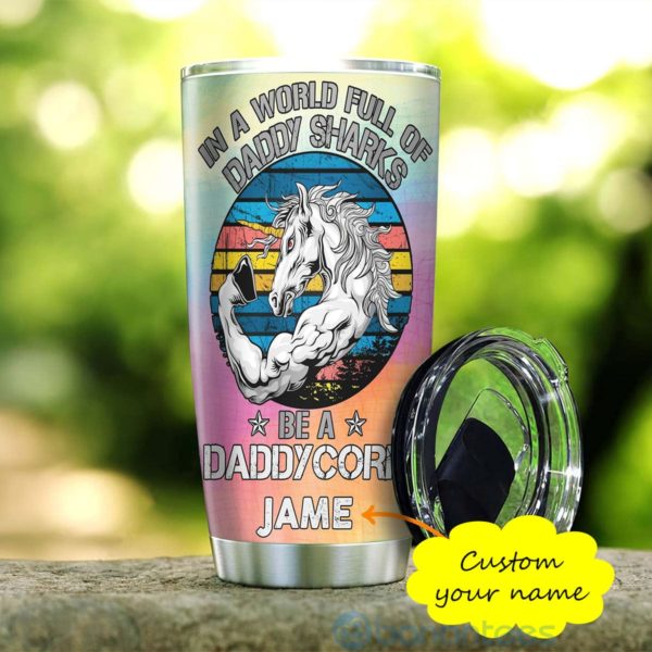 Custom Name Gift For Dad Unicorn Dad Tumbler Product Photo