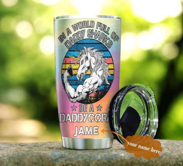 Custom Name Gift For Dad Unicorn Dad Tumbler Product Photo