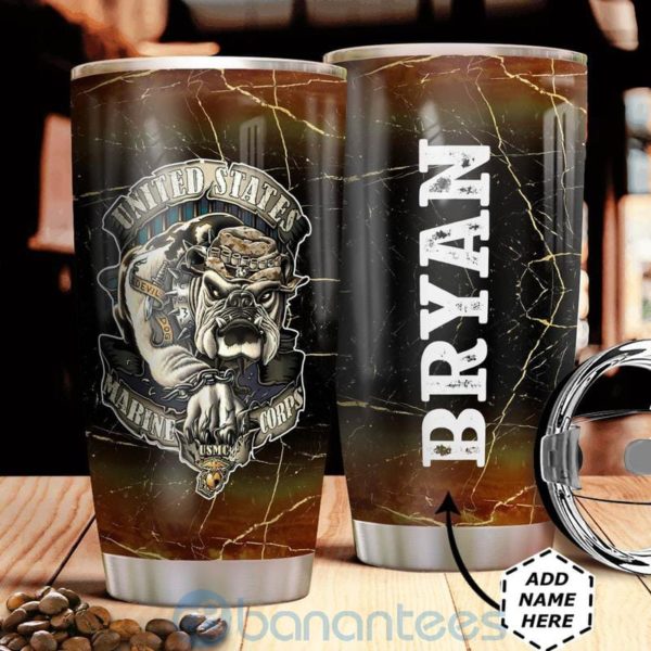Custom Name Gift For Dad US Marine Corps Bulldog Evil Dog Tumbler Product Photo