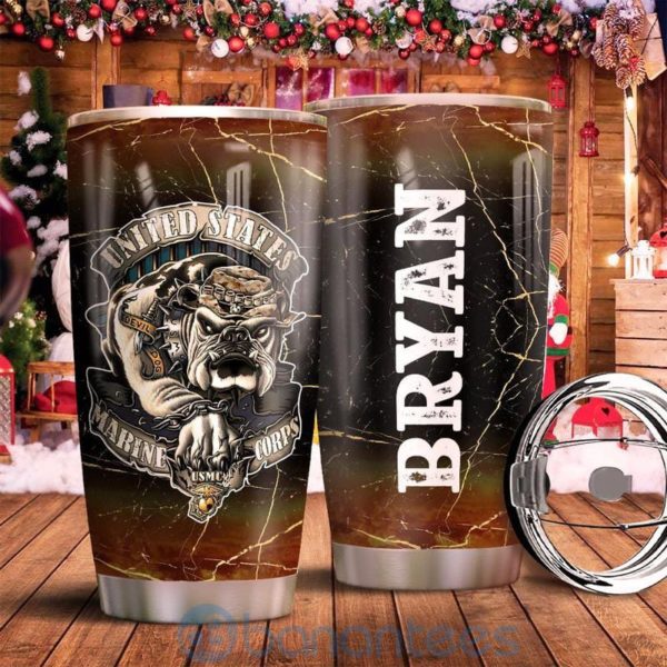 Custom Name Gift For Dad US Marine Corps Bulldog Evil Dog Tumbler Product Photo