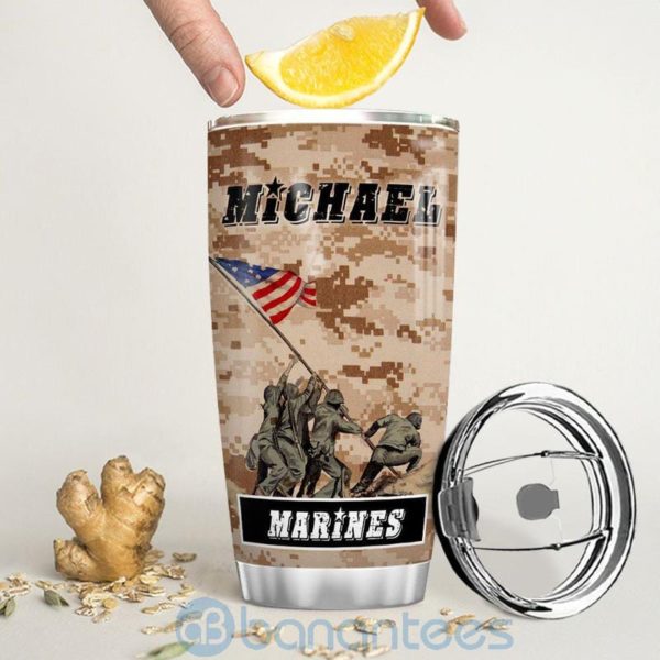 Custom Name Gift For Dad US Marine Corps Proud Tumbler Product Photo