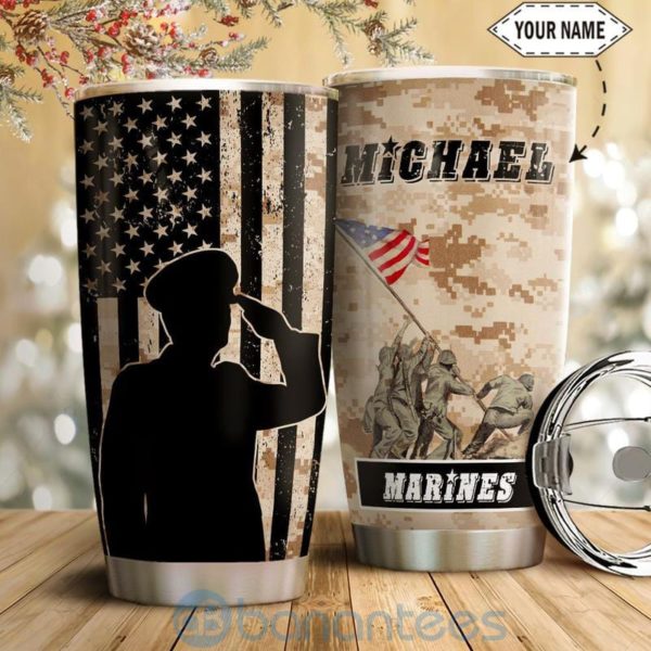 Custom Name Gift For Dad US Marine Corps Proud Tumbler Product Photo