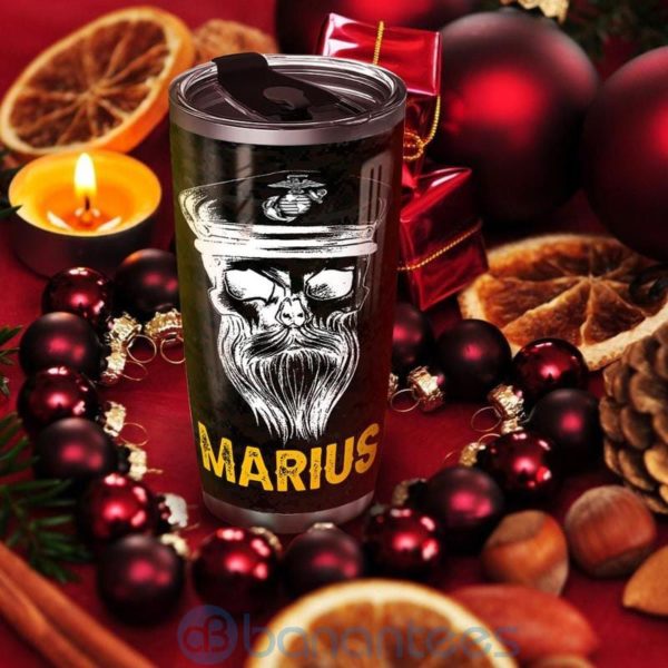 Custom Name Gift For Dad USMC Skull Tumbler Product Photo