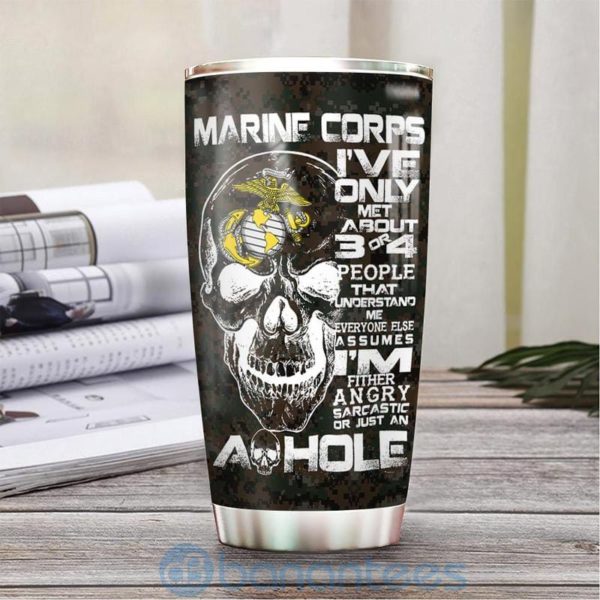 Custom Name Gift For Dad USMC Skull Tumbler Product Photo