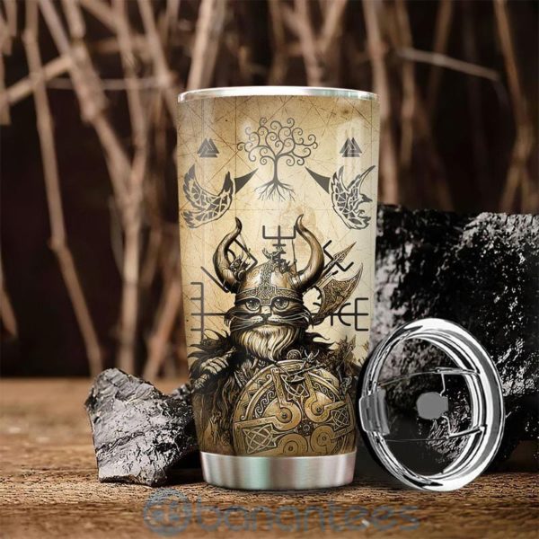 Custom Name Gift For Dad Viking Cat Tumbler Product Photo