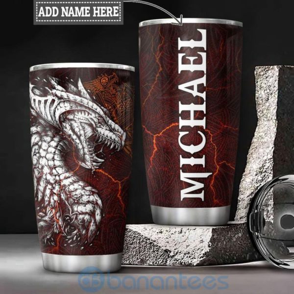 Custom Name Gift For Dad Viking Dragon Tumbler Product Photo