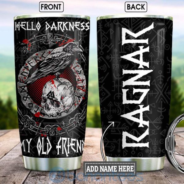 Custom Name Gift For Dad Viking Hello Darkness My Old Friend Tumbler Product Photo