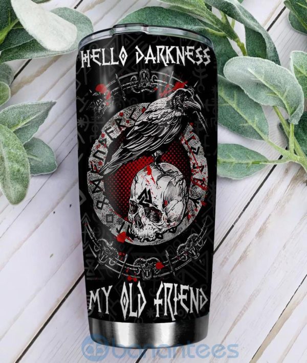 Custom Name Gift For Dad Viking Hello Darkness My Old Friend Tumbler Product Photo