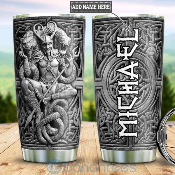 Custom Name Gift For Dad Viking Loki Tumbler Product Photo