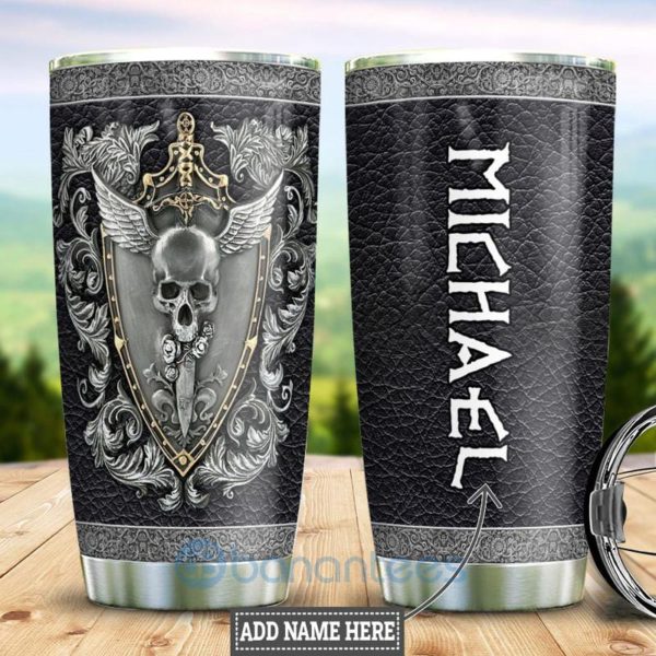 Custom Name Gift For Dad Viking Skull Sword Shield Tumbler Product Photo