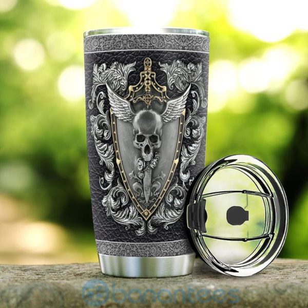 Custom Name Gift For Dad Viking Skull Sword Shield Tumbler Product Photo