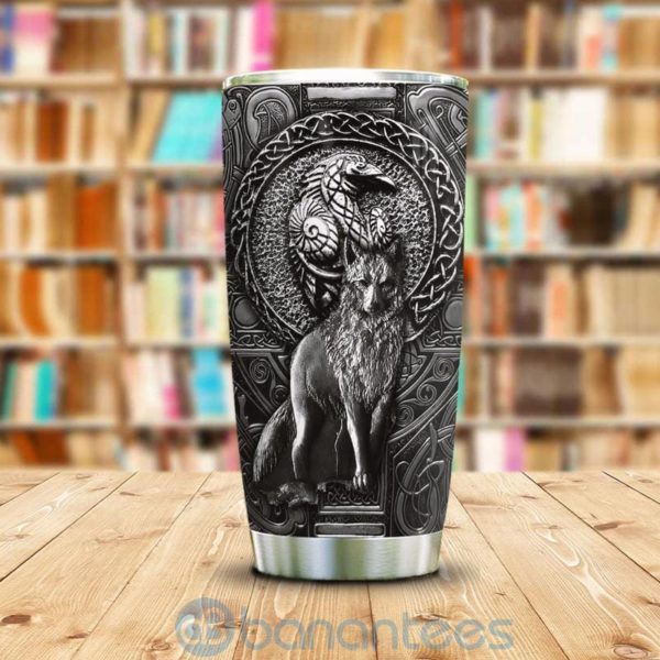 Custom Name Gift For Dad Viking Wolf Raven Metal Style Tumbler Product Photo