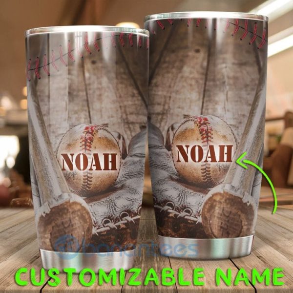 Custom Name Gift For Dad Vintage Baseball Dad Tumbler Product Photo