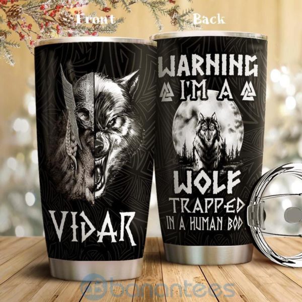 Custom Name Gift For Dad Wolf Viking Tumbler Product Photo